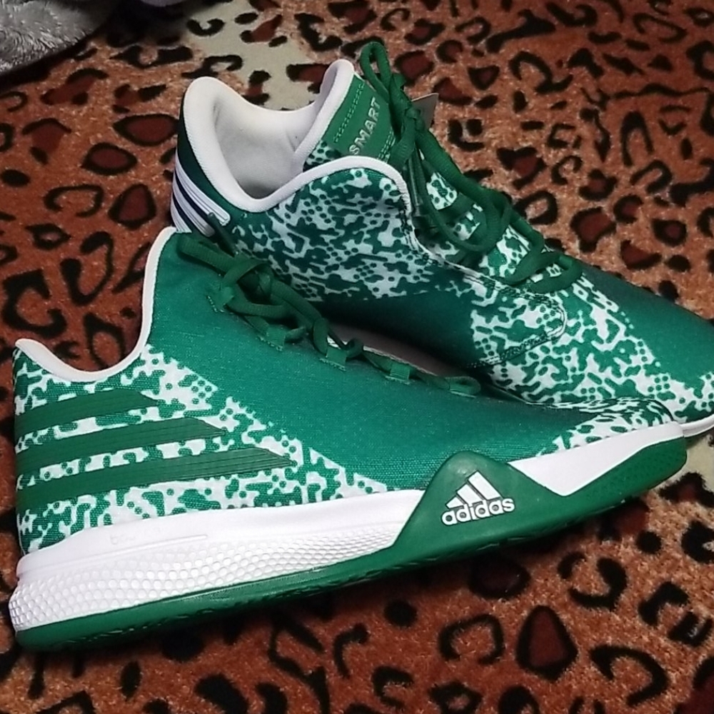 Green and white size 14 Adidas